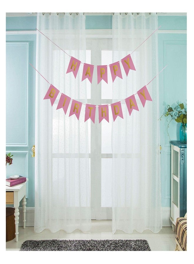 AFTERSTITCH Happy Birthday Banner For Girls Pink Baby Kids Boys Women Wife Husband Friends Party Wall Decoration To Be Placed With Foil Balloons Items Golden Color Letters (Birthday Banner Design 2) - Image 3